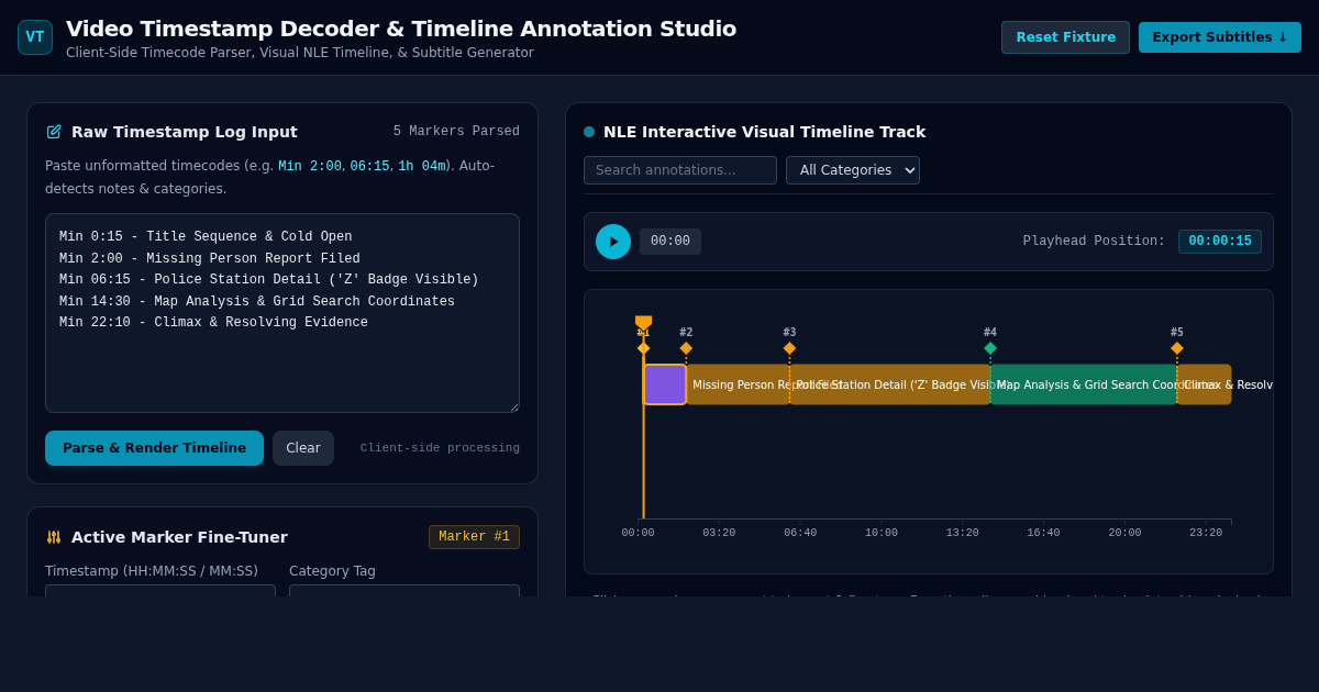 Video Timestamp Decoder & Timeline Annotation Studio preview