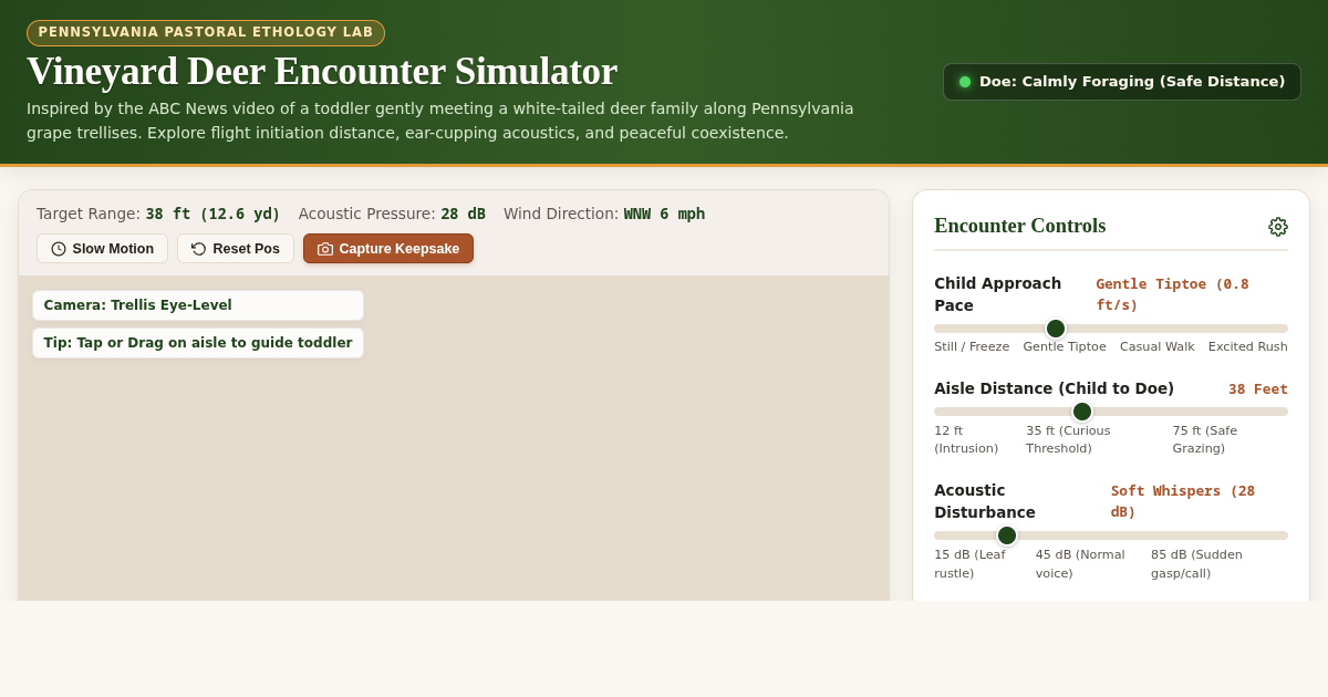 Vineyard Deer Encounter Simulator | Pennsylvania Wildlife Ethology Experience preview