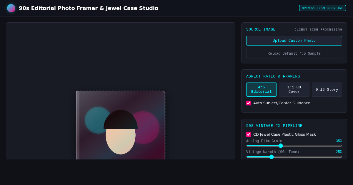 90s Editorial Photo Framer & Jewel Case Effect Studio preview