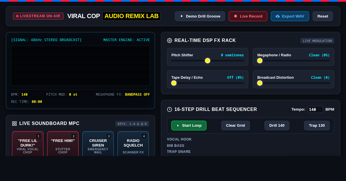 Viral Cop Livestream Audio Remix & Broadcast Lab preview