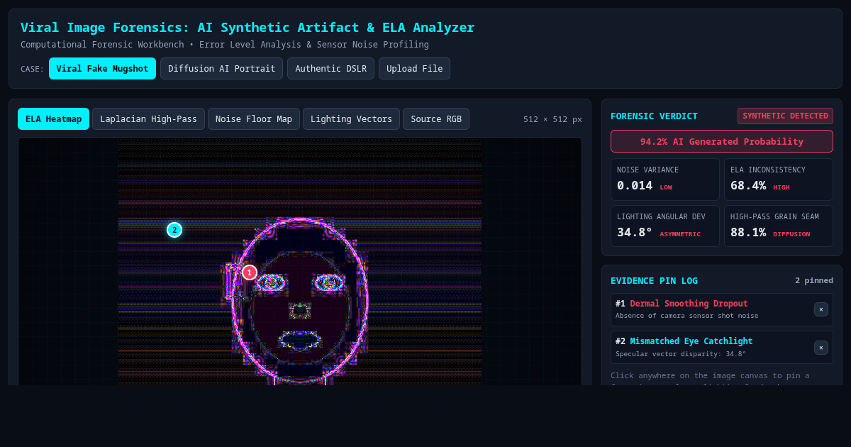 Viral Image Forensics: AI Synthetic Artifact & ELA Analyzer preview