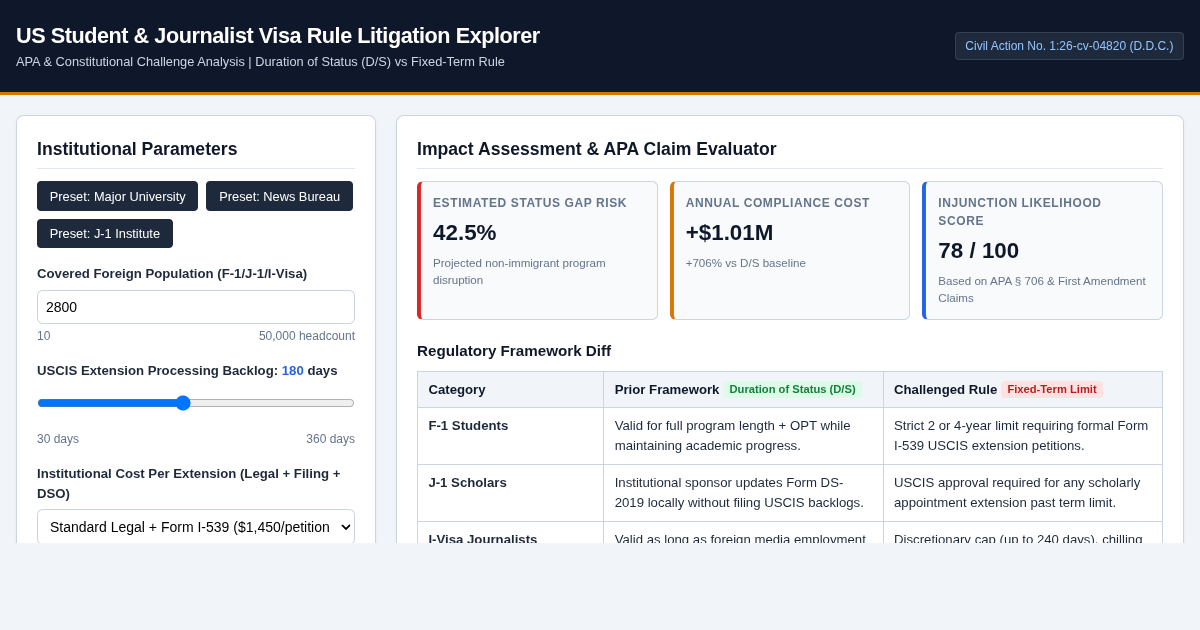 US Student & Journalist Visa Rule Litigation Explorer preview