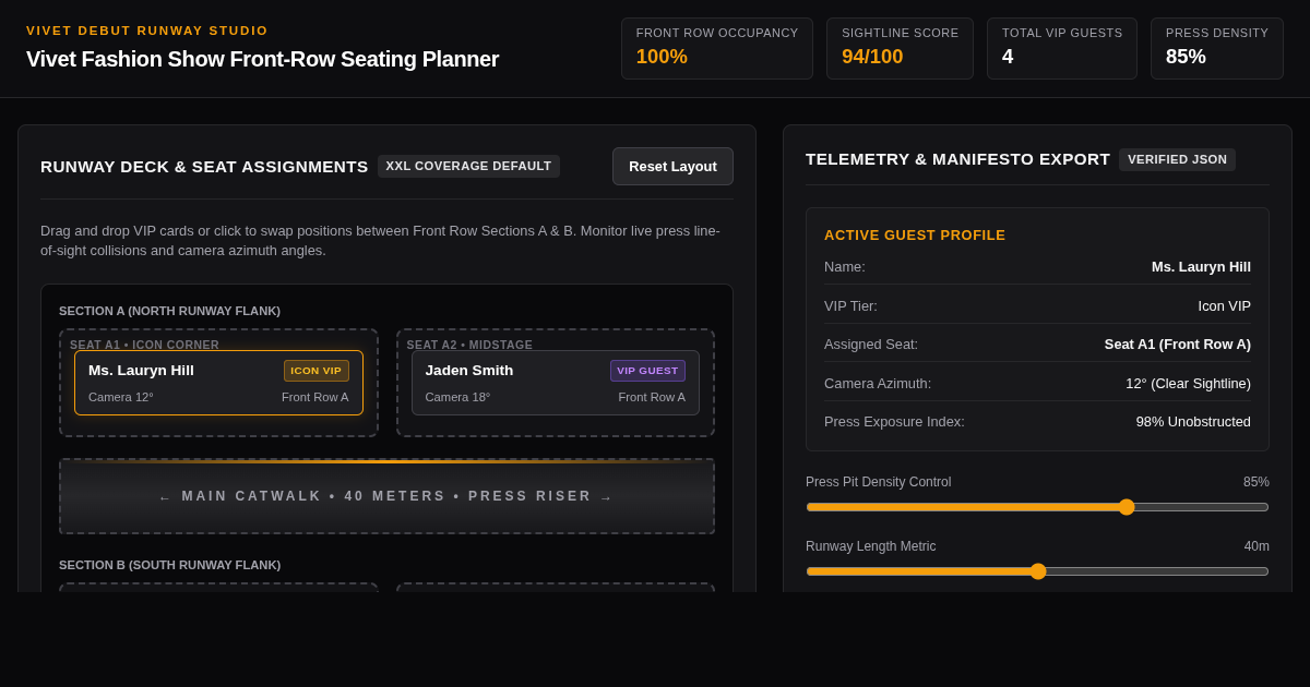 Vivet Fashion Show Front-Row Seating Planner preview