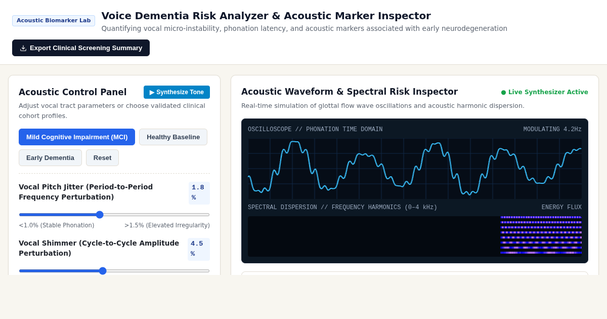 Voice Dementia Risk Analyzer & Acoustic Marker Inspector preview