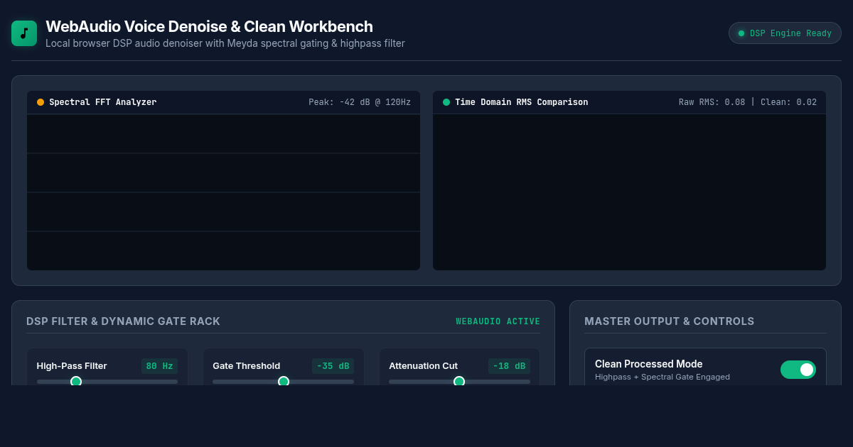 WebAudio Voice Denoise & Clean Workbench preview