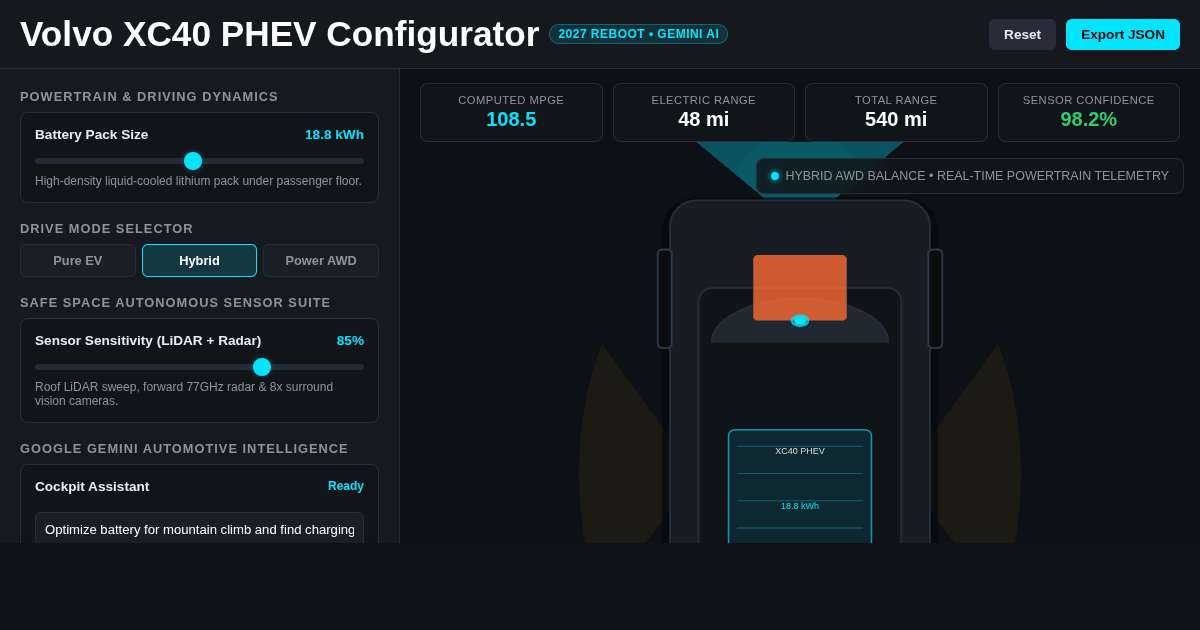 Volvo XC40 PHEV & Gemini AI Configurator preview
