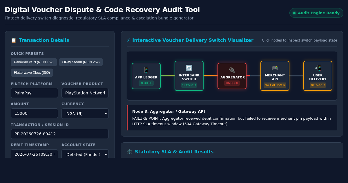 Digital Voucher Dispute & Code Recovery Audit Tool preview