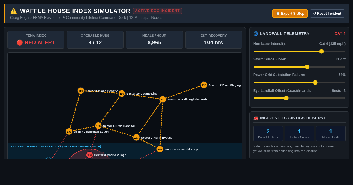 Waffle House Index Disaster Simulator | Emergency Command Workbench preview