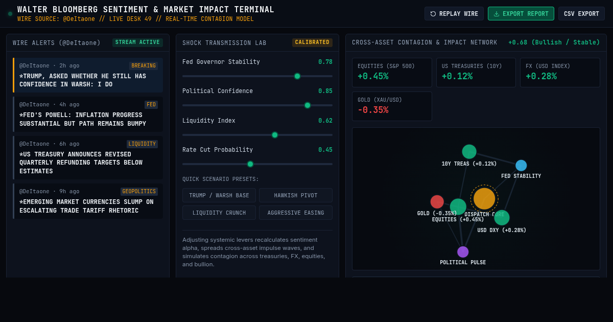 Walter Bloomberg News Sentiment & Market Impact Terminal preview