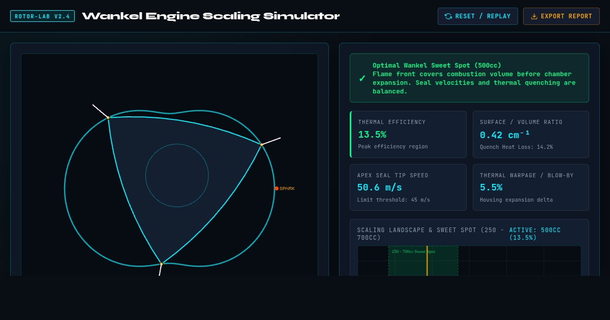 Wankel Engine Scaling Simulator | Epitrochoid & Thermal Quench Physics preview