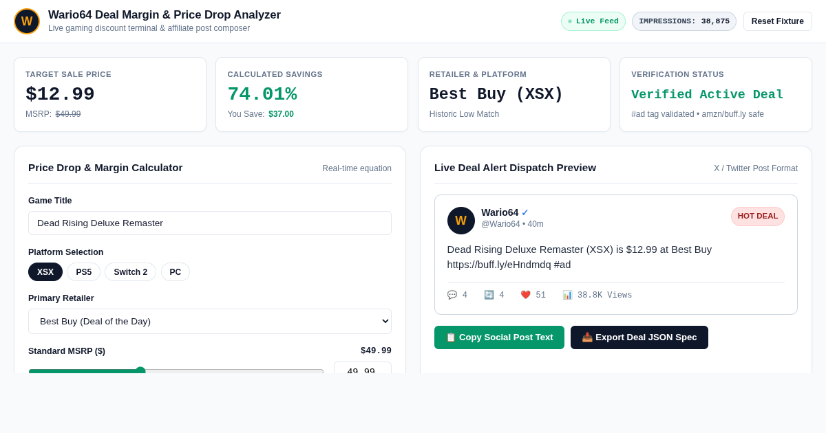 Wario64 Deal Margin & Price Drop Analyzer preview