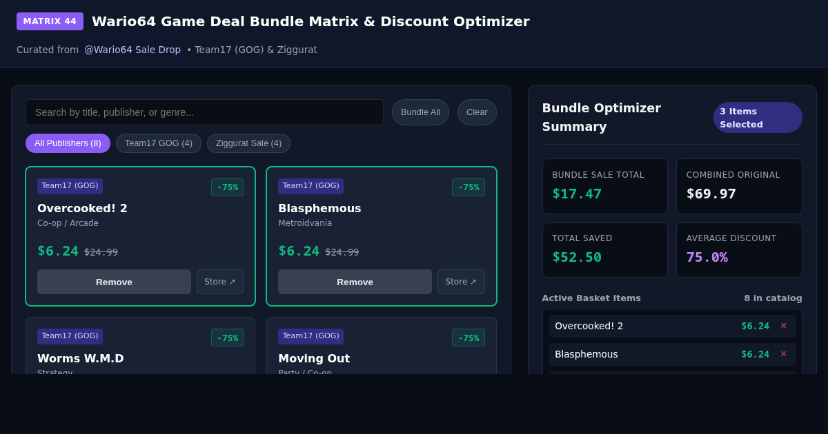Wario64 Game Deal Bundle Matrix & Discount Optimizer 44 preview