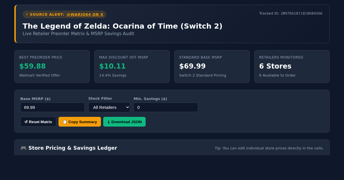 Wario64 Game Deal Tracker & Retailer Price Matrix preview