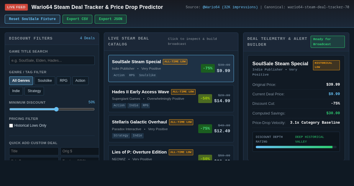 Wario64 Steam Deal Tracker & Price Drop Predictor preview