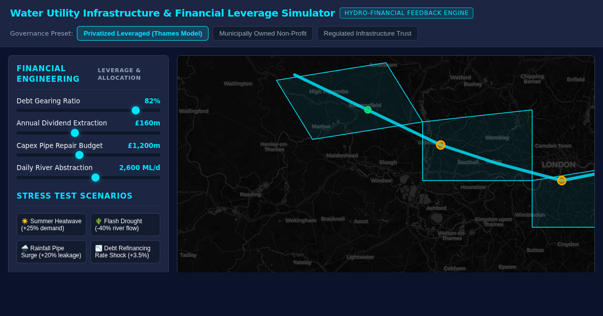 Water Utility Infrastructure & Financial Leverage Simulator preview