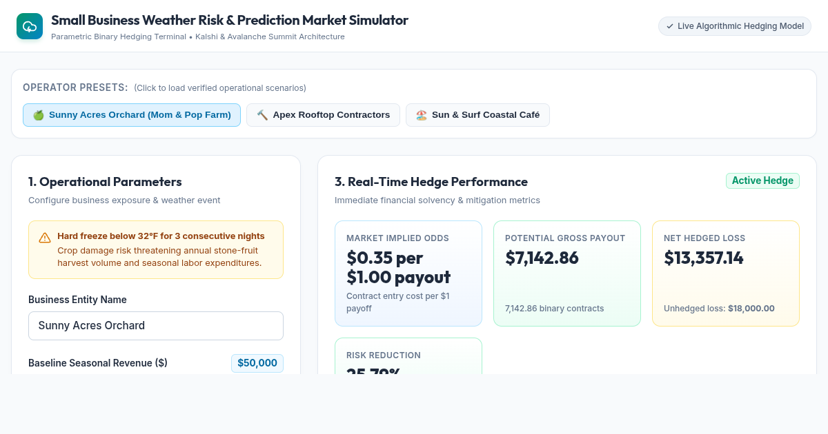 Small Business Weather Risk & Prediction Market Simulator preview