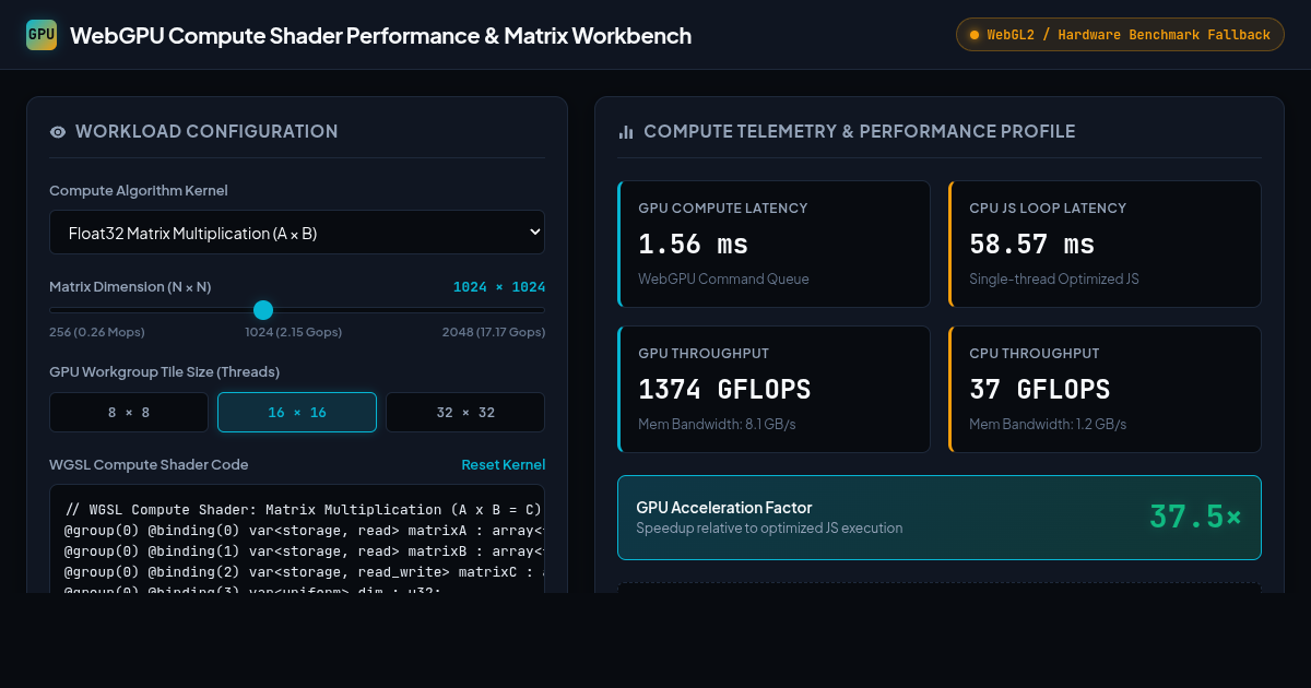 WebGPU Compute Shader Performance & Matrix Workbench preview