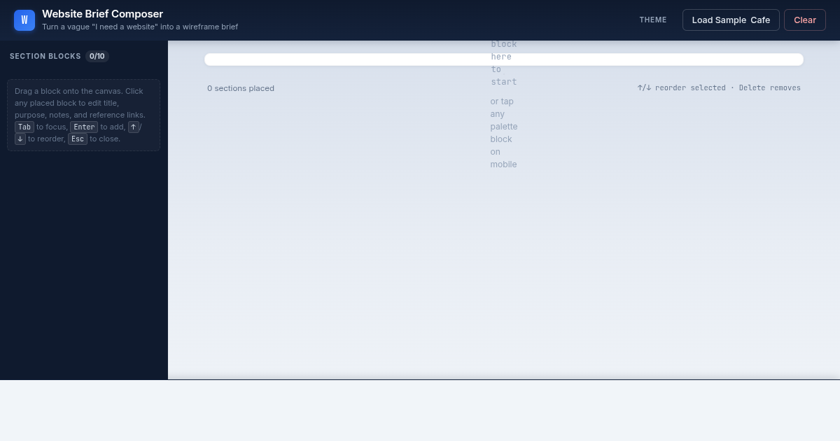 Website Brief Composer — build a wireframe brief in minutes preview