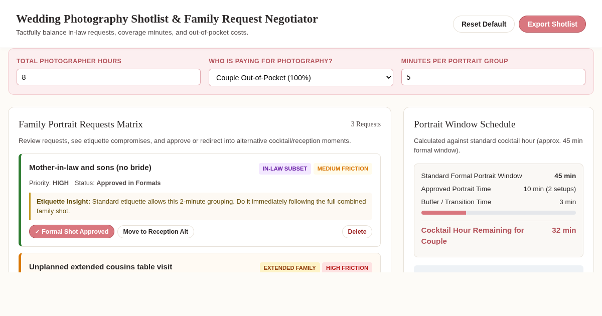 Wedding Photography Shotlist & Family Request Negotiator preview