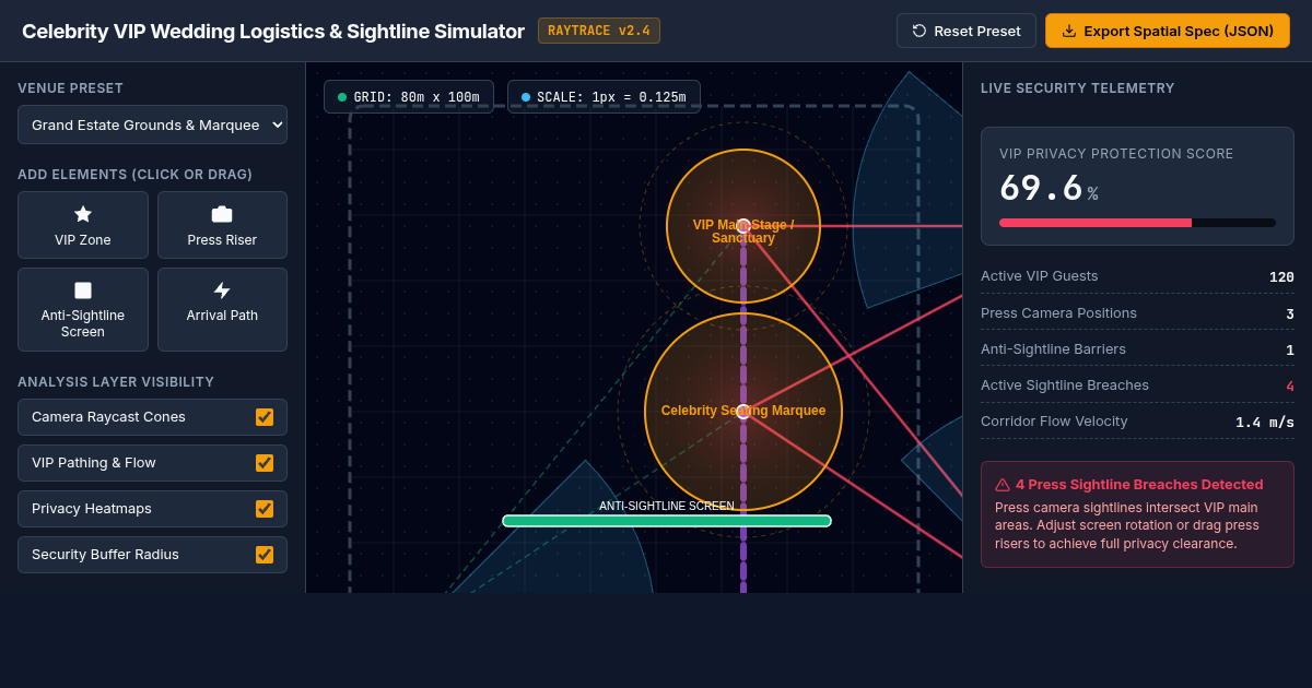 Celebrity VIP Wedding Logistics & Sightline Simulator preview