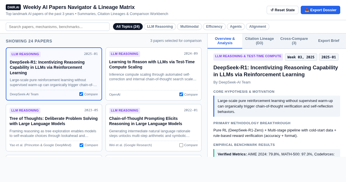 Weekly AI Papers Navigator & Lineage Matrix | DAIR.AI Explorer preview