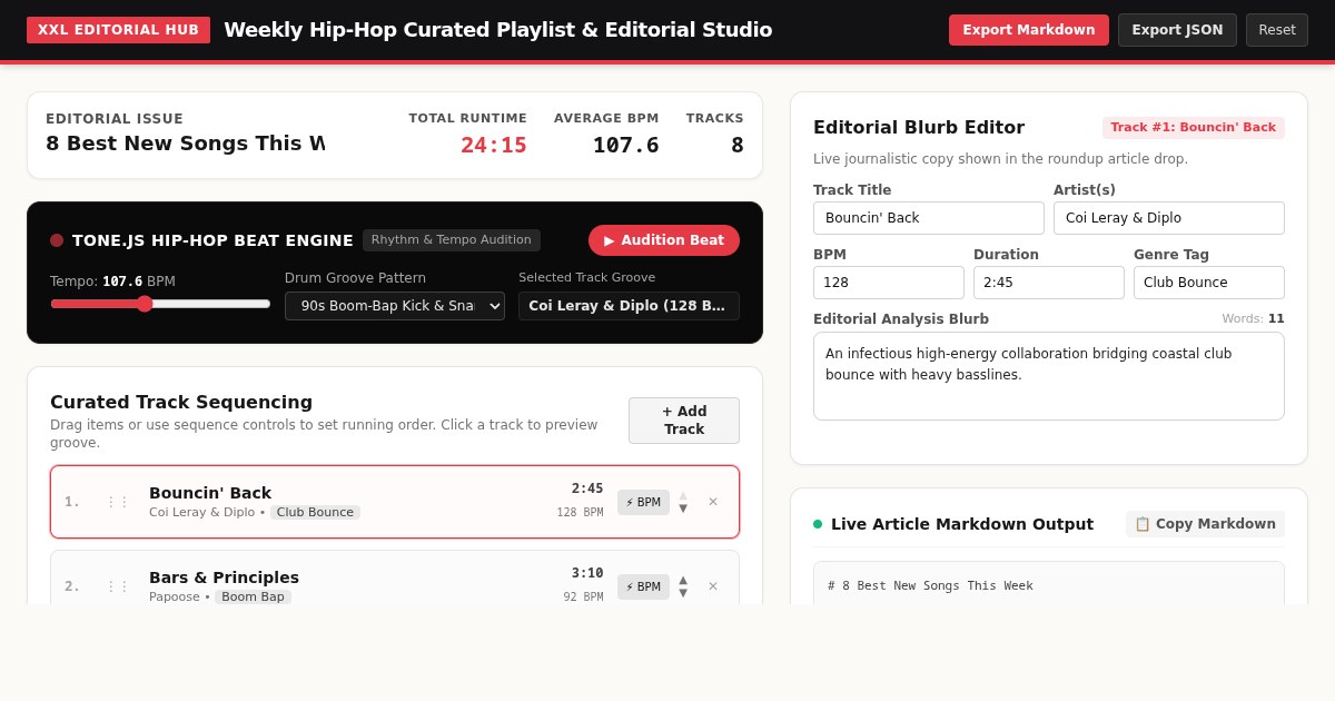 Weekly Hip-Hop Curated Playlist & Editorial Studio preview