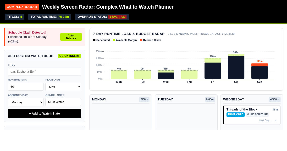 Weekly Screen Radar: Complex What to Watch Planner preview