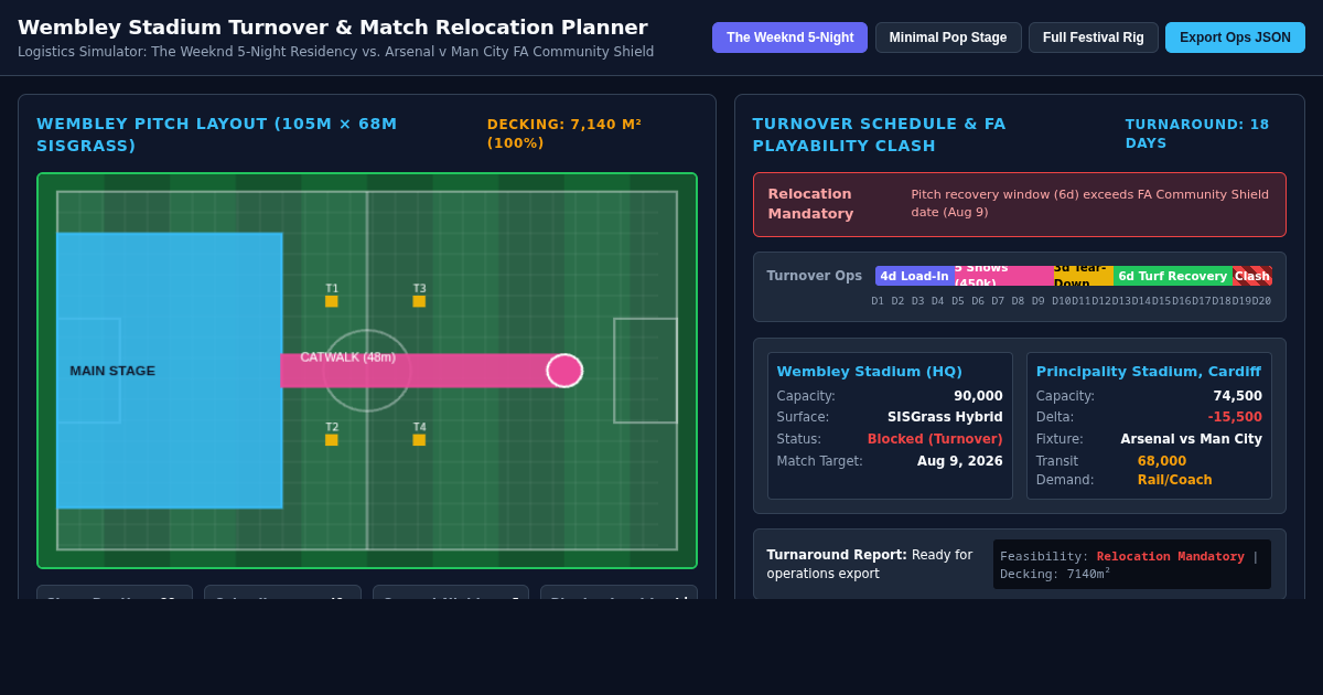 Wembley Stadium Turnover & Match Relocation Planner preview