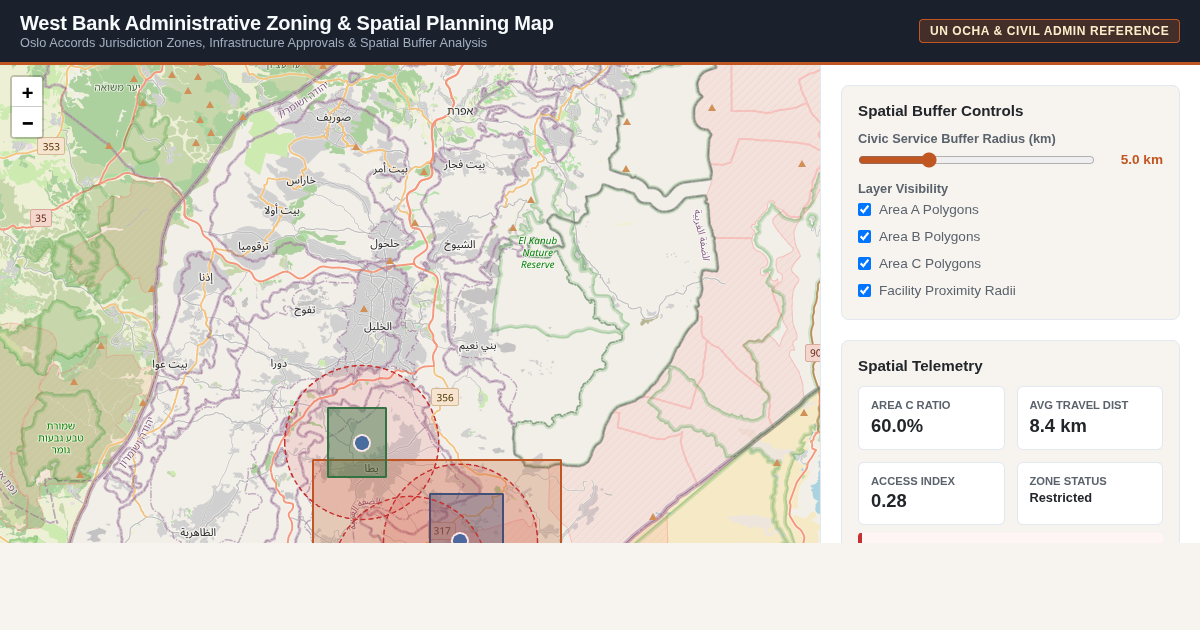 West Bank Administrative Zoning & Planning Map preview