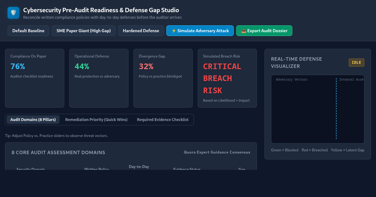 Cybersecurity Pre-Audit Readiness & Defense Gap Studio preview