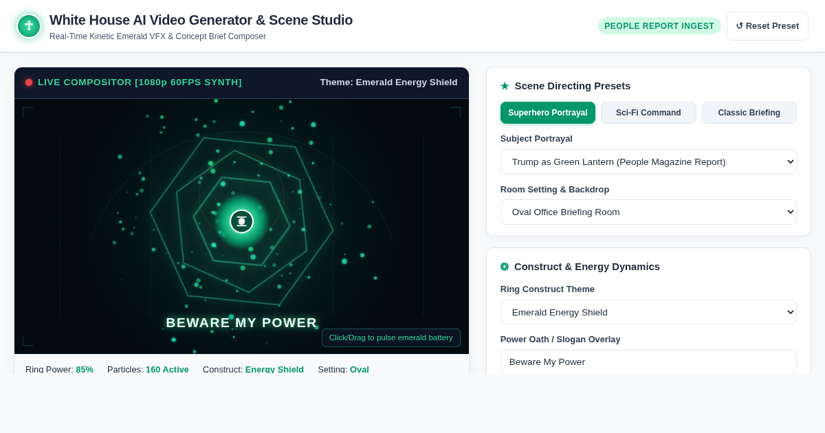 White House AI Video Generator & Scene Studio preview