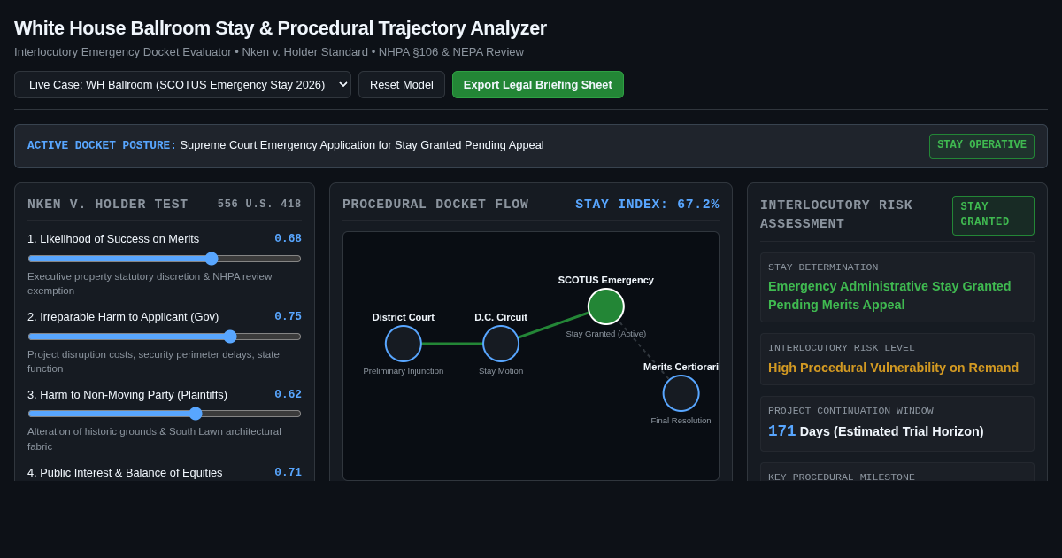 White House Construction Stay & Legal Standards Analyzer preview