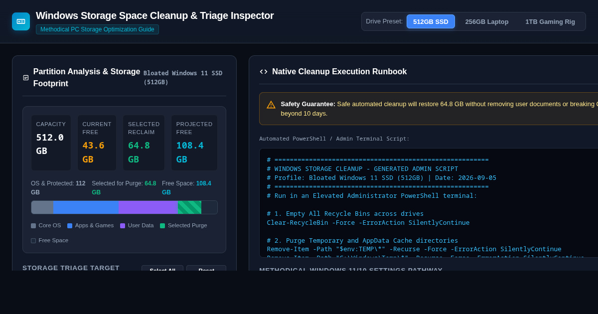 Windows Storage Space Cleanup & Triage Inspector preview