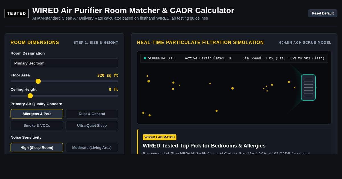 WIRED Air Purifier Room Matcher & CADR Calculator preview