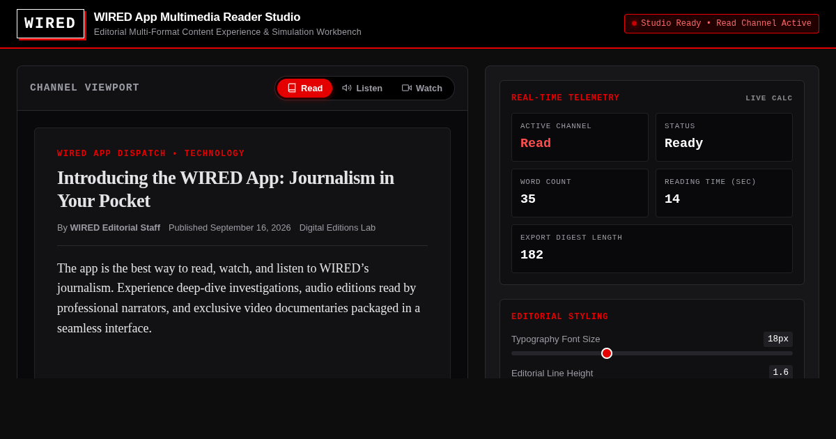 WIRED App Multimedia Reader Studio | Read, Watch & Listen preview