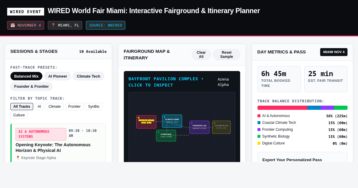 WIRED World Fair Miami: Interactive Fairground & Itinerary Planner preview