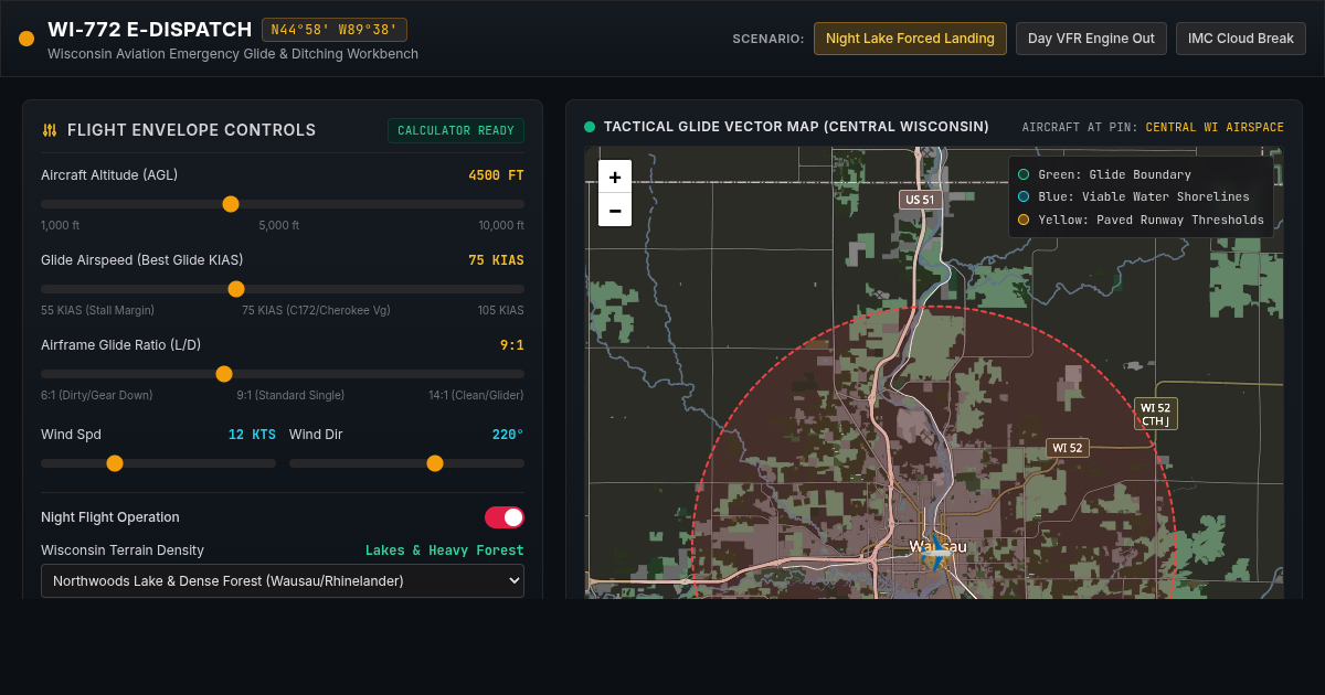 Wisconsin Aviation Emergency Flight Plan & Risk Calculator preview