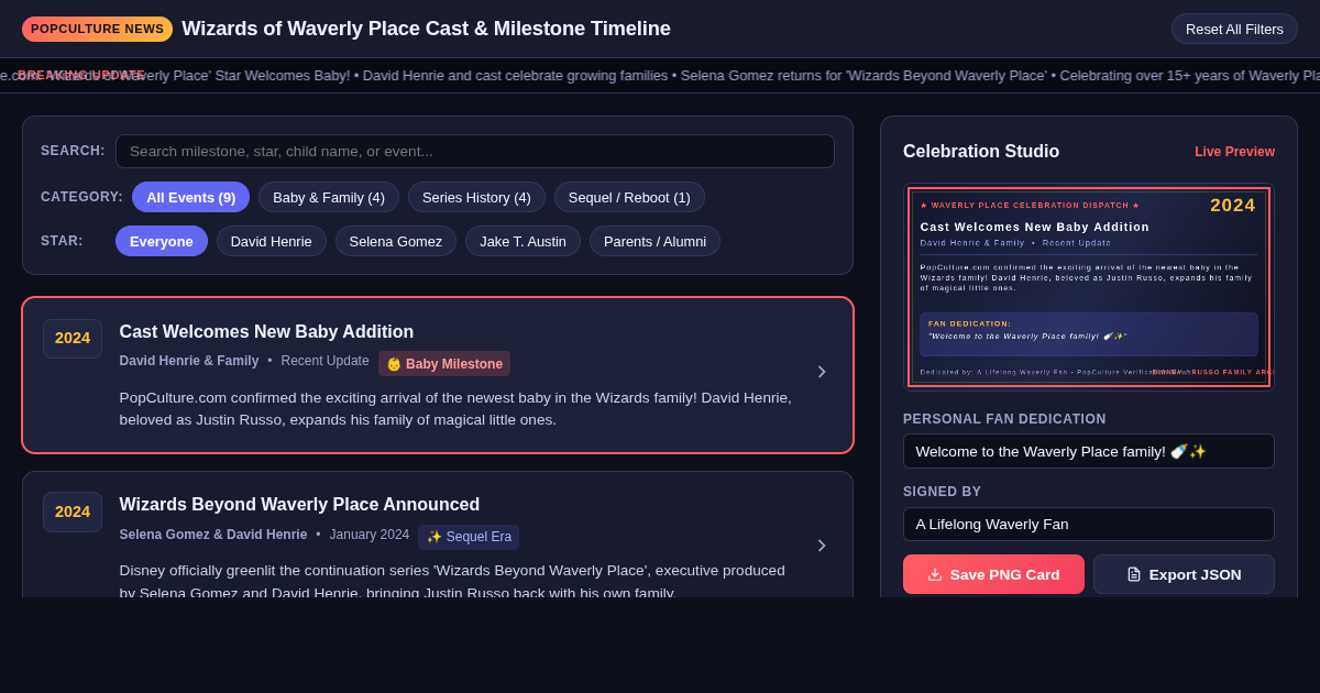 Wizards of Waverly Place Cast & Baby Milestone Timeline preview