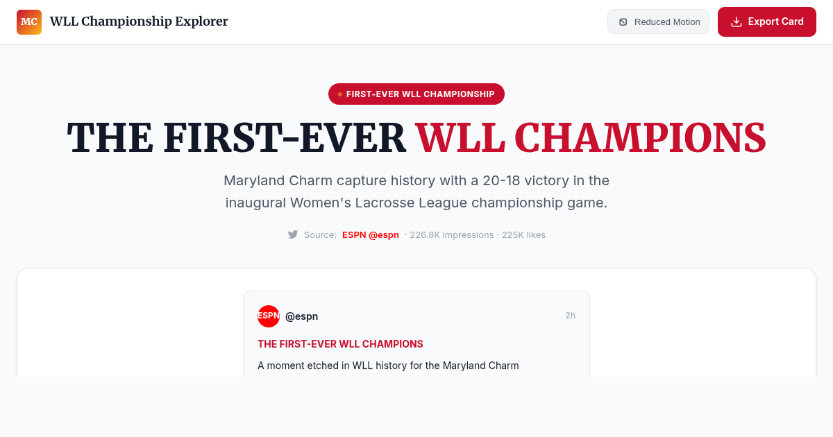 WLL Inaugural Championship Moment Explorer preview