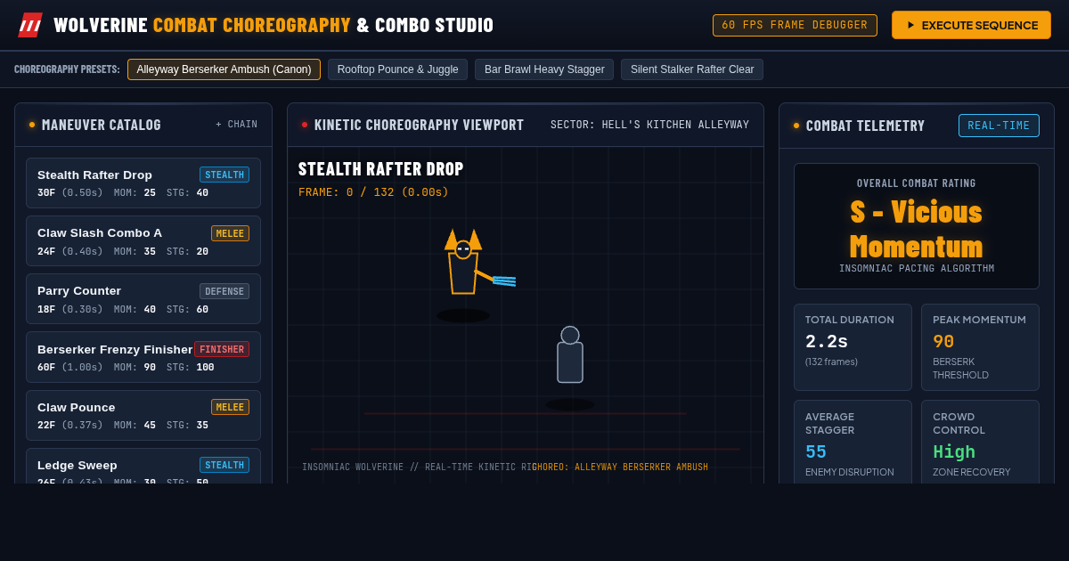 Insomniac Wolverine Combat Choreography & Combo Studio preview