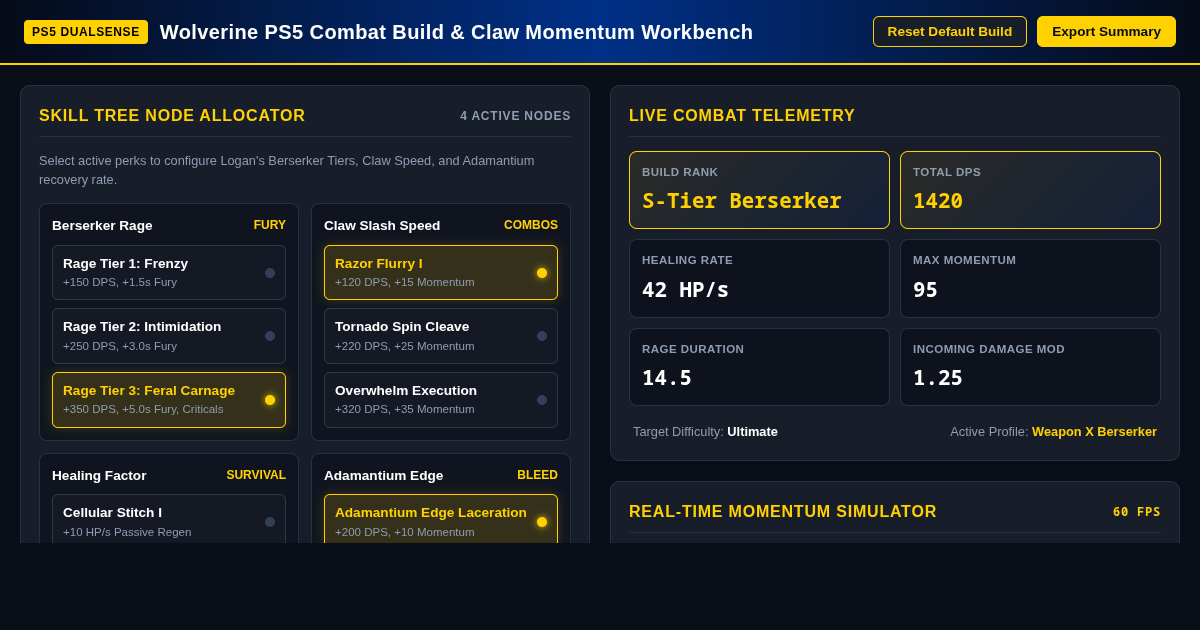 Wolverine PS5 Combat Build & Claw Momentum Workbench preview