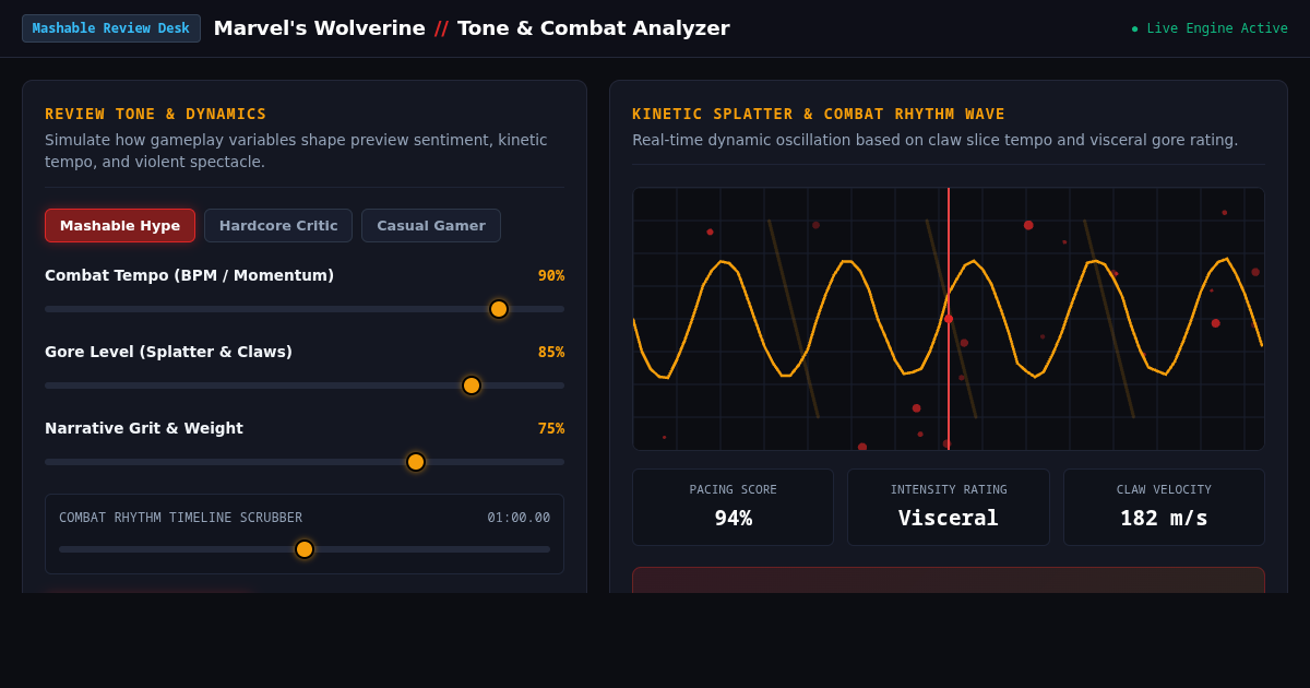 Marvel's Wolverine Review Tone & Combat Pace Analyzer preview