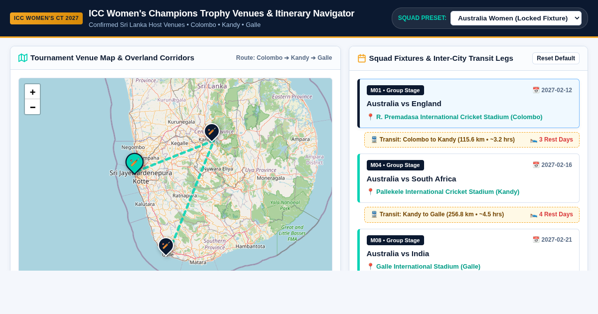 ICC Women's Champions Trophy Venues & Matchday Itinerary Navigator preview