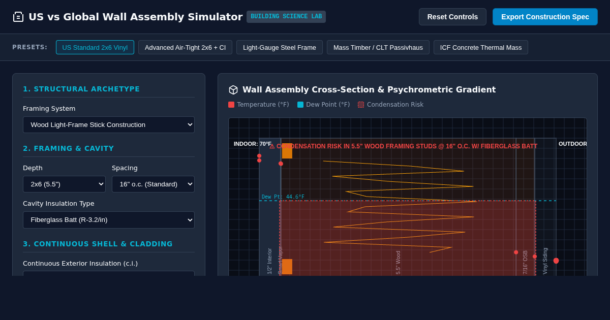US vs Global Wall Assembly Thermal & Structural Simulator preview