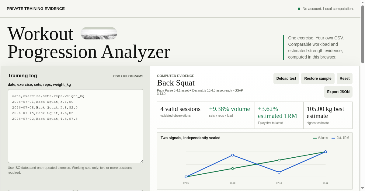 Workout Progression Analyzer preview