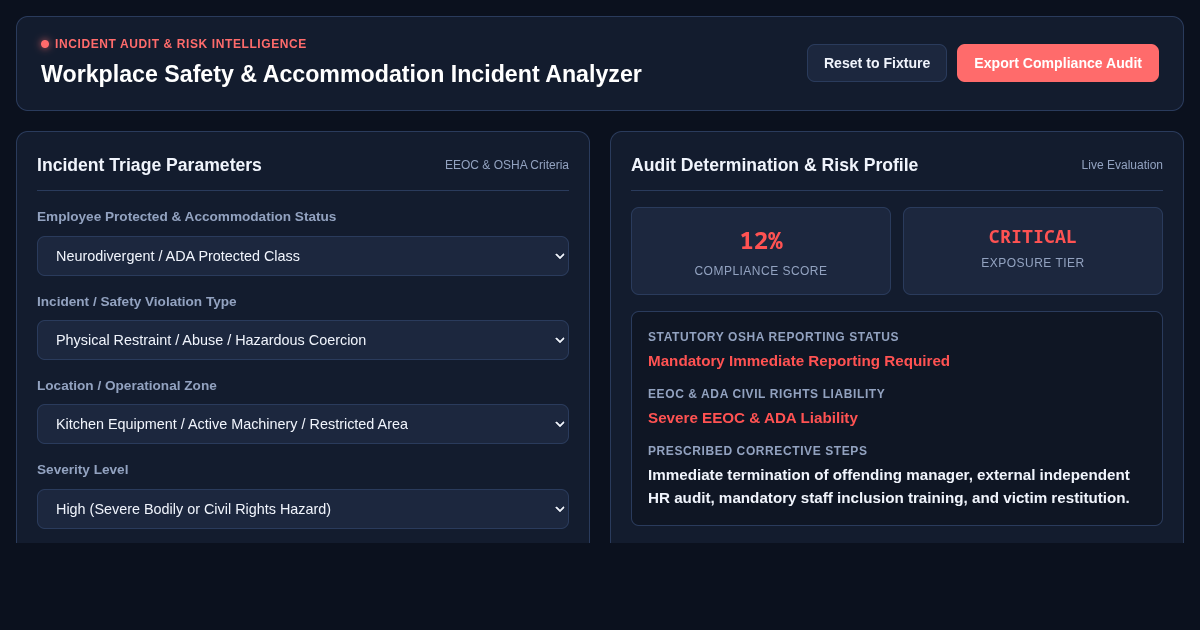 Workplace Safety & Accommodation Incident Analyzer preview