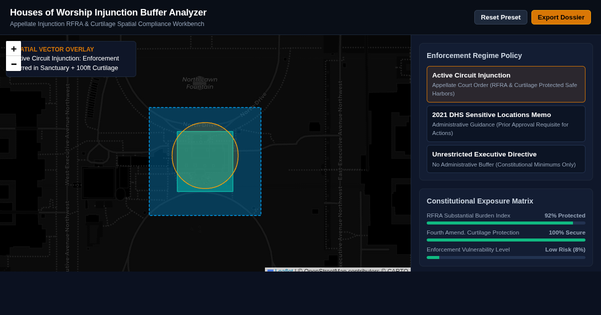 Houses of Worship Immigration Injunction Buffer & Policy Analyzer preview