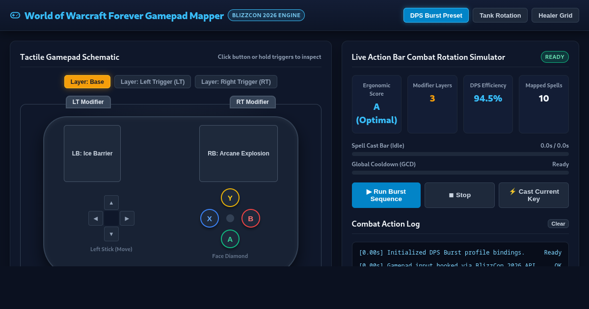 World of Warcraft Forever Gamepad Mapper & Action Bar Simulator preview