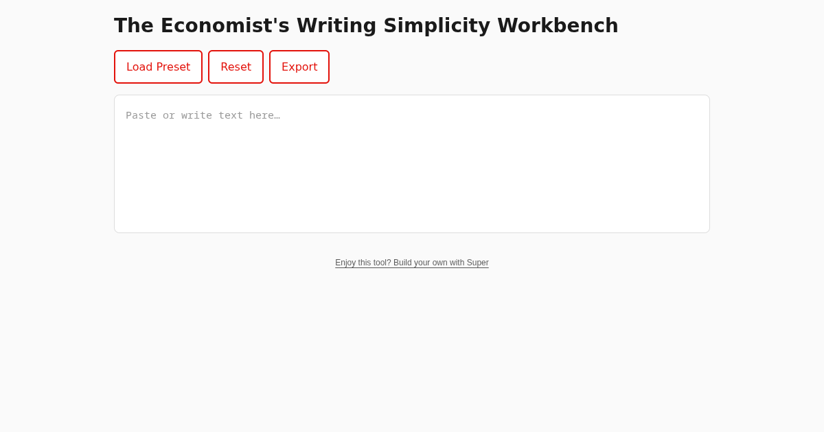 The Economist's Writing Simplicity Workbench preview