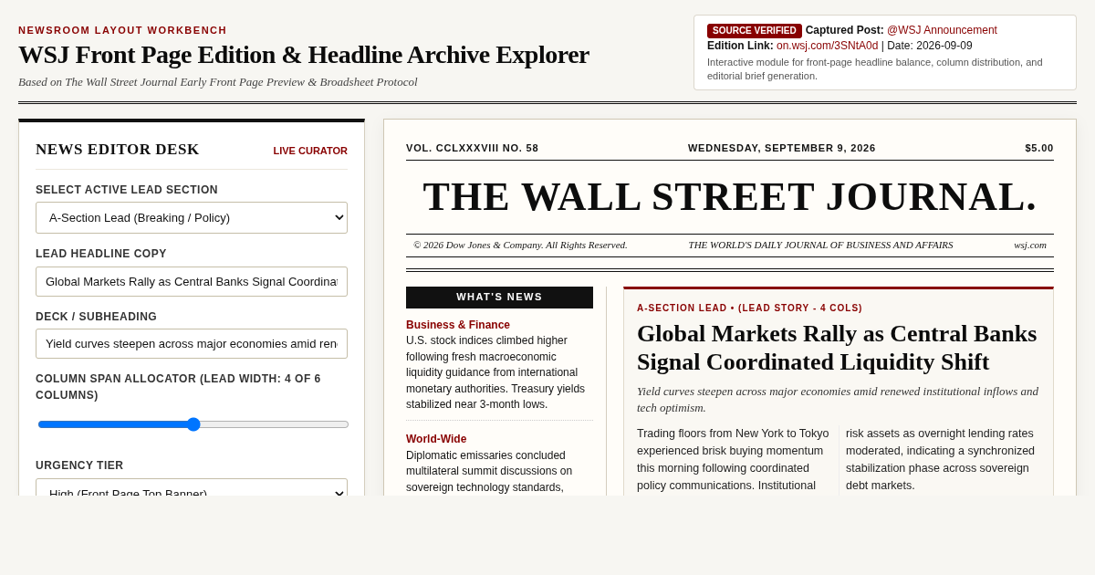WSJ Front Page Edition & Headline Archive Explorer preview